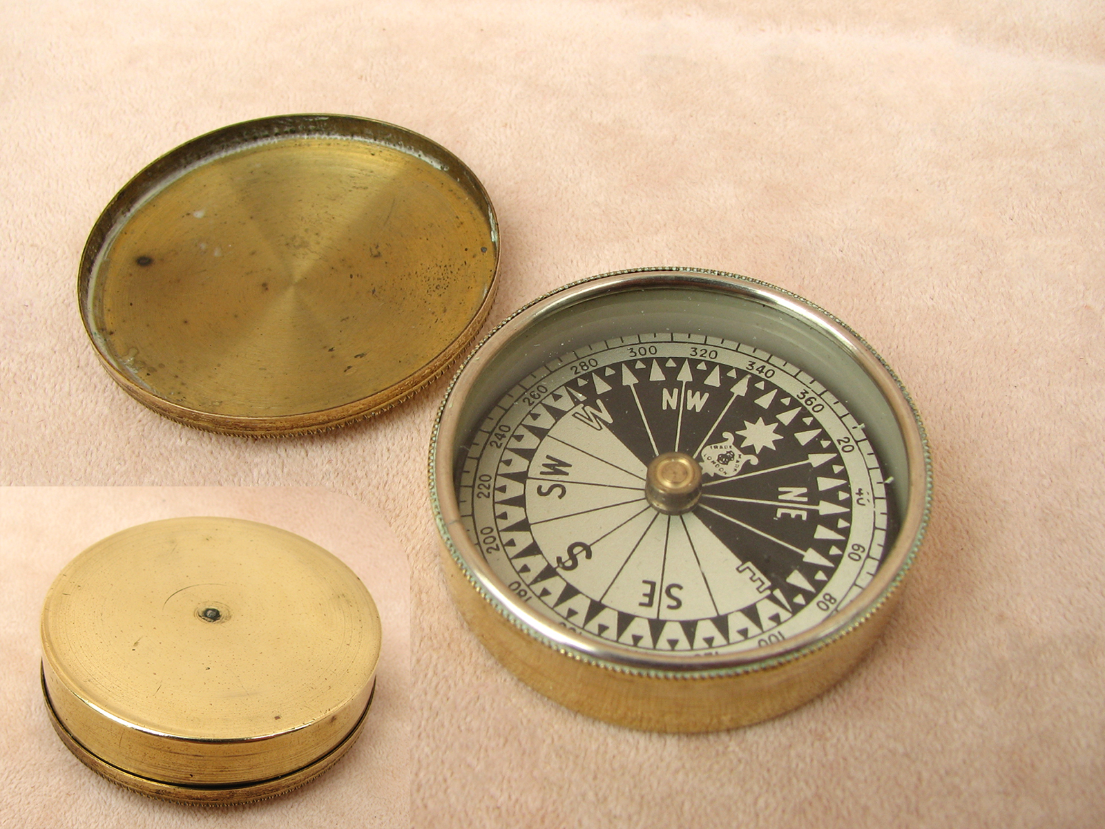 Francis Barker 19th Century brass case pocket compass
